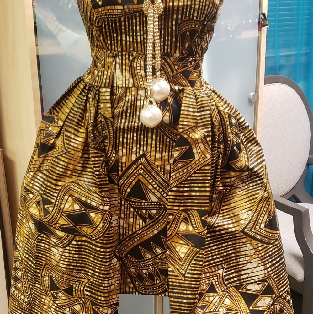 Ankara dress with cape skirt